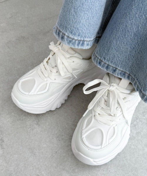 WEGO(ウィゴー)の「WEGO/ラバーコンビ厚底スニーカー(スニーカー・レディース・ホワイト/ブラック/シルバー・LARGE/MEDIUM/SMALL)」の7枚目の写真