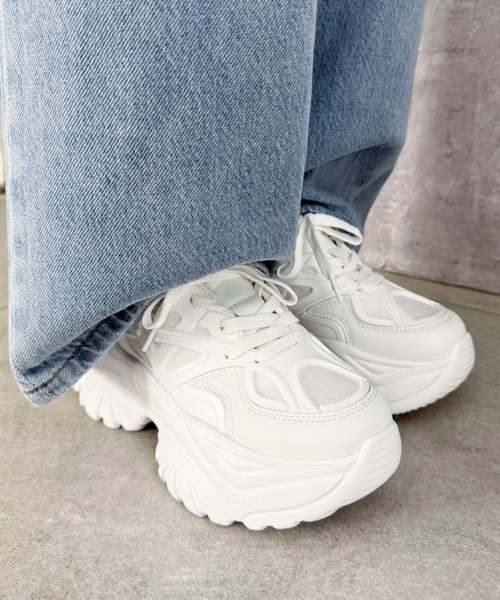 WEGO(ウィゴー)の「WEGO/ラバーコンビ厚底スニーカー(スニーカー・レディース・ホワイト/ブラック/シルバー・LARGE/MEDIUM/SMALL)」の9枚目の写真