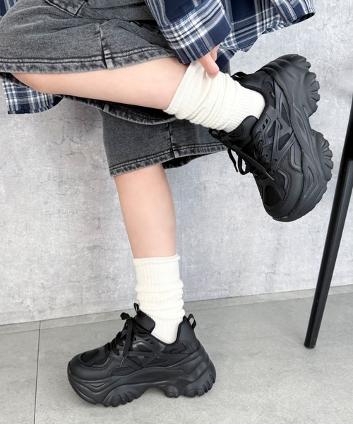 WEGO(ウィゴー)の「WEGO/ラバーコンビ厚底スニーカー(スニーカー・レディース・ホワイト/ブラック/シルバー・LARGE/MEDIUM/SMALL)」の12枚目の写真