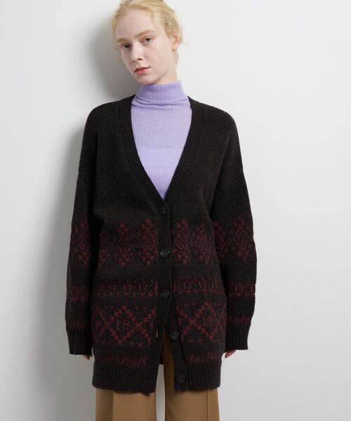 LANVIN カーデガン Vネックジャガードニットカーディガン（ニット/セーター）｜LANVIN en