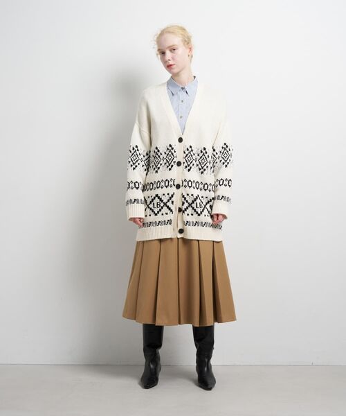 Vネックジャガードニットカーディガン（ニット/セーター）｜LANVIN en