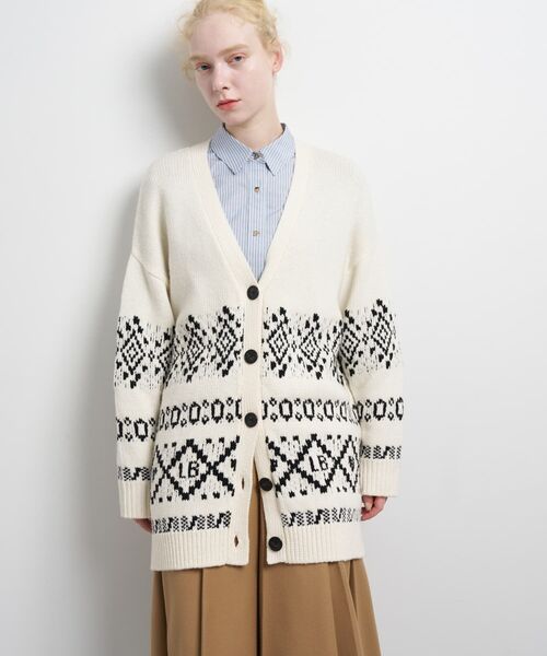 Vネックジャガードニットカーディガン（ニット/セーター）｜LANVIN en