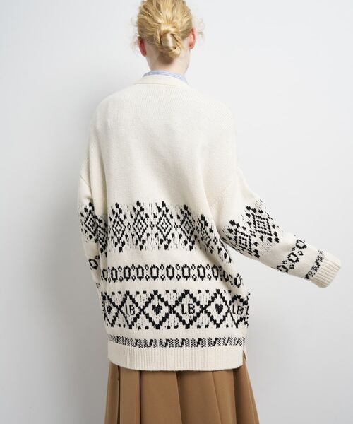 Vネックジャガードニットカーディガン（ニット/セーター）｜LANVIN en