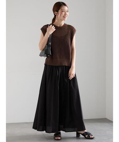 Te chichi（テチチ）の「テープヤーンメッシュベスト（ベスト・レディース・ブラウン/ブラック/キナリ・F）」の7枚目の写真