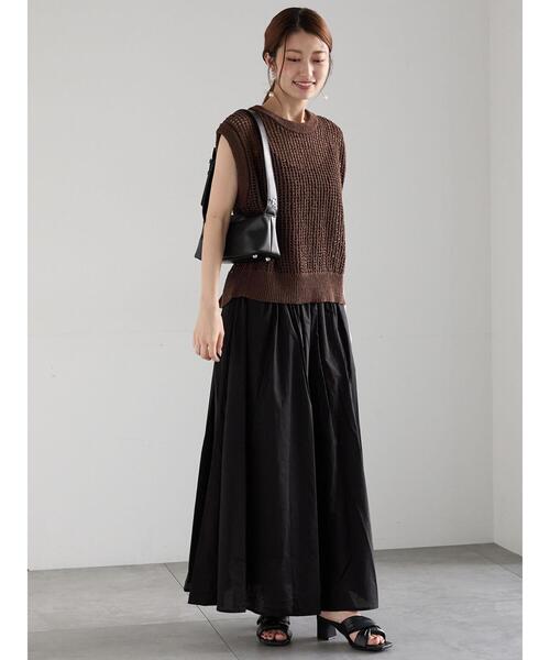 Te chichi（テチチ）の「テープヤーンメッシュベスト（ベスト・レディース・ブラウン/ブラック/キナリ・F）」の8枚目の写真