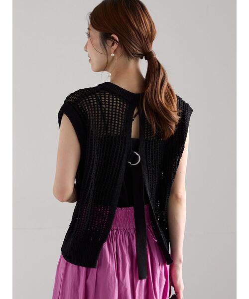 Te chichi（テチチ）の「テープヤーンメッシュベスト（ベスト・レディース・ブラウン/ブラック/キナリ・F）」の13枚目の写真