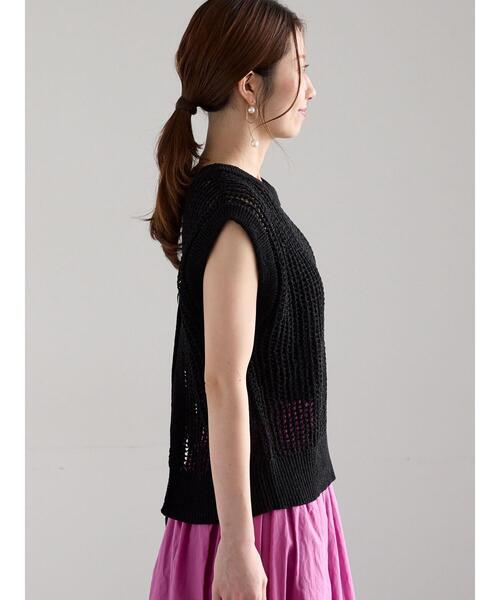 Te chichi（テチチ）の「テープヤーンメッシュベスト（ベスト・レディース・ブラウン/ブラック/キナリ・F）」の15枚目の写真