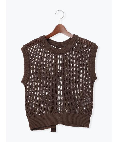 Te chichi（テチチ）の「テープヤーンメッシュベスト（ベスト・レディース・ブラウン/ブラック/キナリ・F）」の20枚目の写真