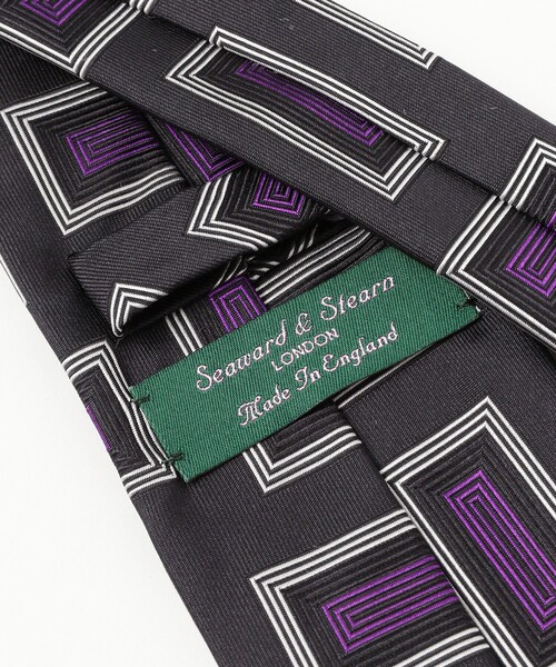 BEAMS F（ビームスエフ）の「Seaward & Stearn / シルク スクエア柄 ジャカード ネクタイ（ネクタイ・メンズ・ブラック/グリーン系その他5・ONE SIZE）」の4枚目の写真