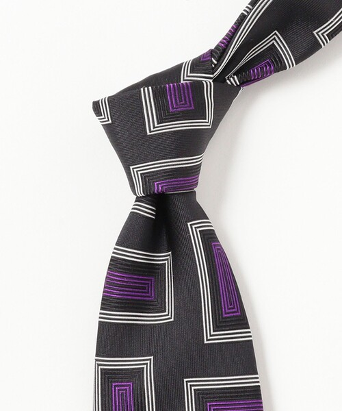 BEAMS F（ビームスエフ）の「Seaward & Stearn / シルク スクエア柄 ジャカード ネクタイ（ネクタイ・メンズ・ブラック/グリーン系その他5・ONE SIZE）」の5枚目の写真