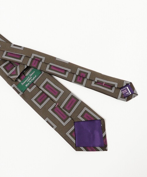 BEAMS F（ビームスエフ）の「Seaward & Stearn / シルク スクエア柄 ジャカード ネクタイ（ネクタイ・メンズ・ブラック/グリーン系その他5・ONE SIZE）」の6枚目の写真