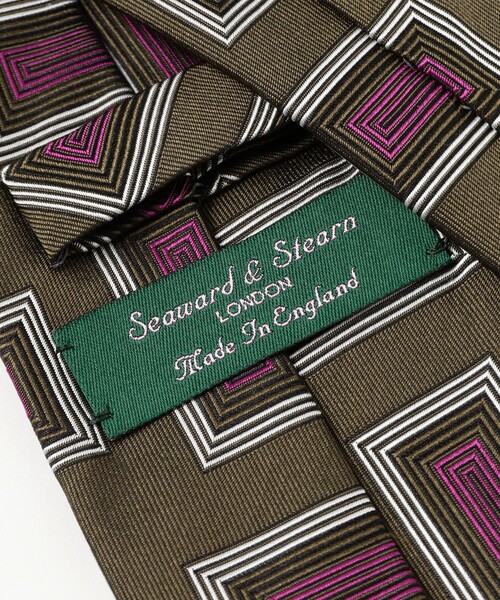 BEAMS F（ビームスエフ）の「Seaward & Stearn / シルク スクエア柄 ジャカード ネクタイ（ネクタイ・メンズ・ブラック/グリーン系その他5・ONE SIZE）」の7枚目の写真