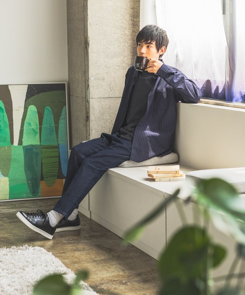 GLOBAL WORK（グローバルワーク）の「サラサマレギュラーシャツ/長袖/575772（シャツ/ブラウス・メンズ・グレイッシュベージュ/ブルー系4/チャコールグレー/ネイビー系8/グリーン/ブラウン系8・MEDIUM/SMALL/X-LARGE/LARGE/X-SMALL/XX-LARGE/XXX-LARGE）」の10枚目の写真