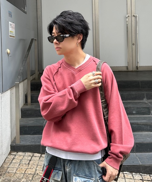 ADAMASTE(アダマスト)の「Pigment Draw Cord Sweat - ピグメントドローコードスウェット【セットアップ対応】(スウェット・メンズ・ダークグレー/ライトグレー/レッド・MEDIUM/LARGE)」の3枚目の写真