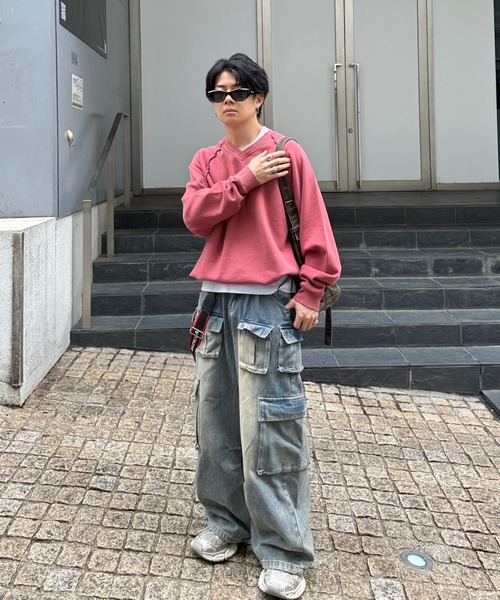 ADAMASTE(アダマスト)の「Pigment Draw Cord Sweat - ピグメントドローコードスウェット【セットアップ対応】(スウェット・メンズ・ダークグレー/ライトグレー/レッド・MEDIUM/LARGE)」の9枚目の写真