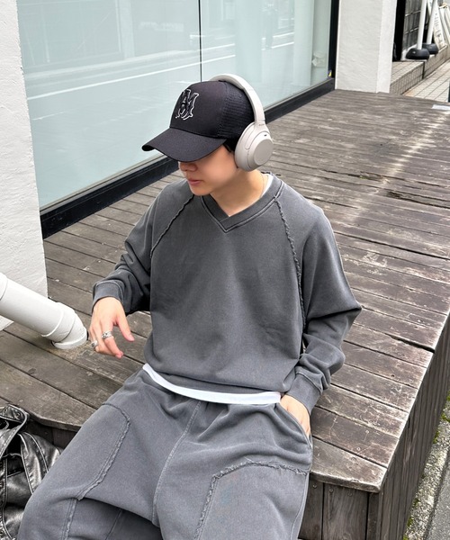 ADAMASTE(アダマスト)の「Pigment Draw Cord Sweat - ピグメントドローコードスウェット【セットアップ対応】(スウェット・メンズ・ダークグレー/ライトグレー/レッド・MEDIUM/LARGE)」の7枚目の写真
