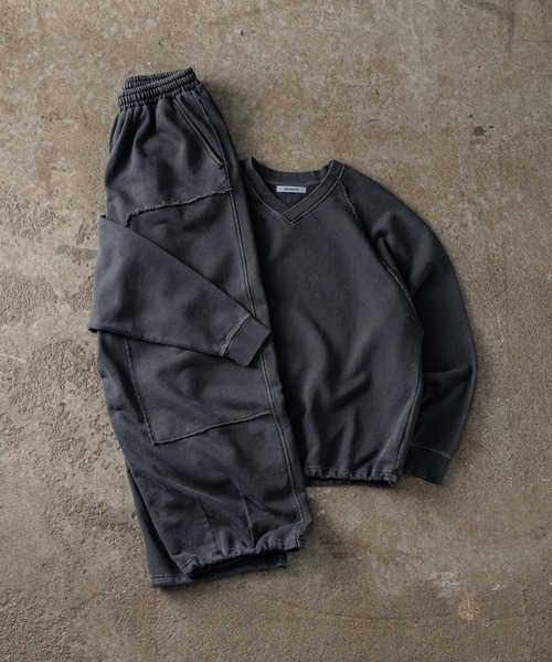 ADAMASTE(アダマスト)の「Pigment Draw Cord Sweat - ピグメントドローコードスウェット【セットアップ対応】(スウェット・メンズ・ダークグレー/ライトグレー/レッド・MEDIUM/LARGE)」の5枚目の写真