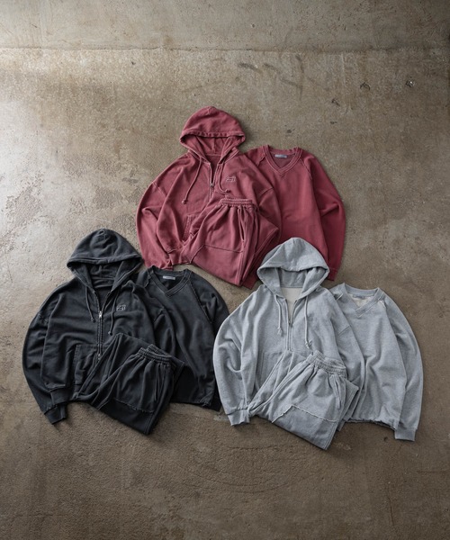ADAMASTE(アダマスト)の「Pigment Draw Cord Sweat - ピグメントドローコードスウェット【セットアップ対応】(スウェット・メンズ・ダークグレー/ライトグレー/レッド・MEDIUM/LARGE)」の6枚目の写真