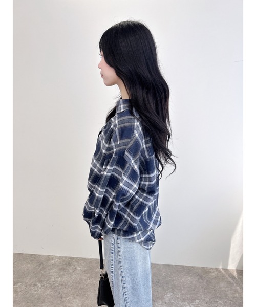 INGNI(イング)の「バックレースアップチェック柄裾タック/シャツ(シャツ/ブラウス・レディース・ブラウン系その他2/ブラック系/ネイビー系2・M)」の15枚目の写真