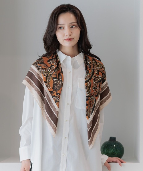 Andemiu（アンデミュウ）の「ペイズリースカーフ591834（バンダナ/スカーフ・レディース・ブルー/ブラウン・FREE）」の5枚目の写真