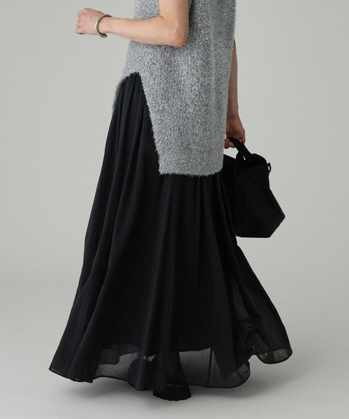 BABYLONE（バビロン）の「コットンシフォンボリュームスカート（スカート・レディース・ブラウン/ブラック・フリー）」の2枚目の写真