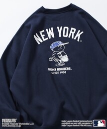限定展開 MLB×PEANUTS 別注 ビッグシルエット バックプリント クルーネックスウェット/YANKEES