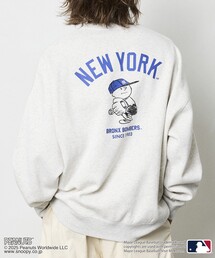 限定展開 MLB×PEANUTS 別注 ビッグシルエット バックプリント クルーネックスウェット/YANKEES