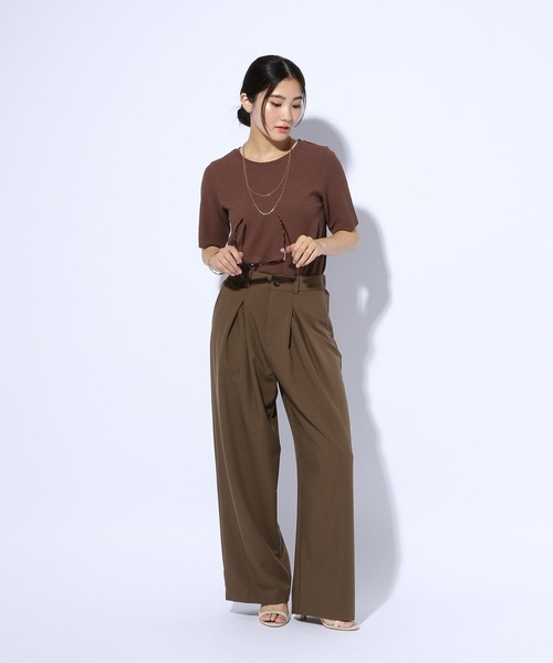 GLOBAL WORK（グローバルワーク）の「タックワイドパンツ/599681（スラックス・レディース・チャコール/ブラック/ブラウン・MEDIUM/LARGE）」の15枚目の写真