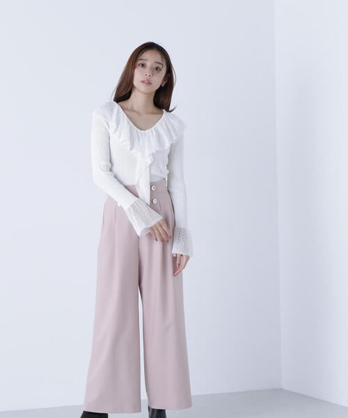 NATURAL BEAUTY BASIC(ナチュラルビューティーベーシック)の「◇<骨格ウェーブ>ハイウエストマリンパンツ(その他パンツ・レディース・ピンク/ベージュ/ネイビー・MEDIUM/SMALL/X-SMALL)」の3枚目の写真