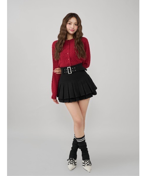 プリーツミニスカート　ダーリッチ darich M 赤 BRD ダブルプリーツミニスカート（スカート）｜Darich（ダーリッチ