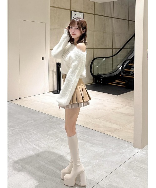 ダーリッチ ダブルプリーツミニスカート アイボリー Sサイズ ダブル