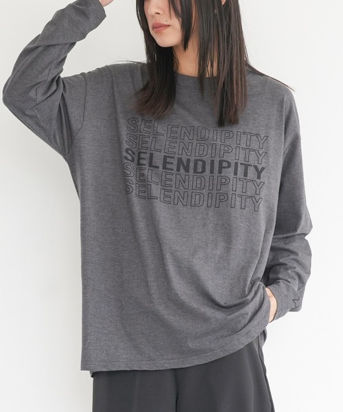 mili an deni(ミリアンデニ)の「ステップロゴロンT(Tシャツ/カットソー・レディース・チャコールグレー/ブラック/オフホワイト・M/L)」の3枚目の写真
