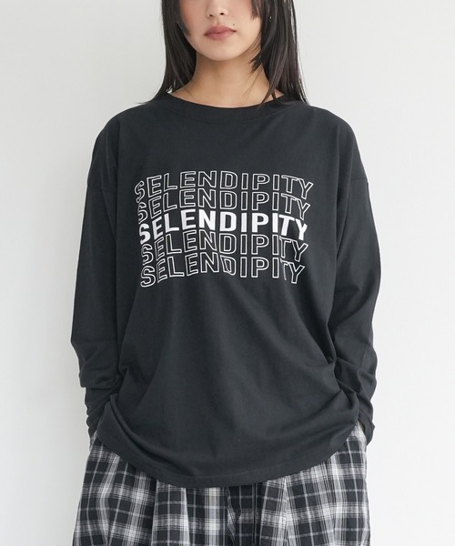 mili an deni(ミリアンデニ)の「ステップロゴロンT(Tシャツ/カットソー・レディース・チャコールグレー/ブラック/オフホワイト・M/L)」の2枚目の写真