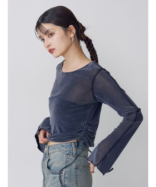 MURUA（ムルーア）の「フレアスリーブベロアトップス（Tシャツ/カットソー・レディース・ブラック/ブラウン/ブルー・FREE）」の7枚目の写真