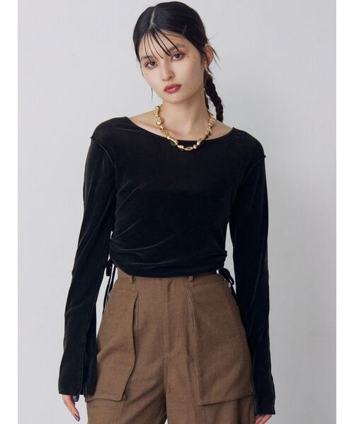 MURUA（ムルーア）の「フレアスリーブベロアトップス（Tシャツ/カットソー・レディース・ブラック/ブラウン/ブルー・FREE）」の12枚目の写真