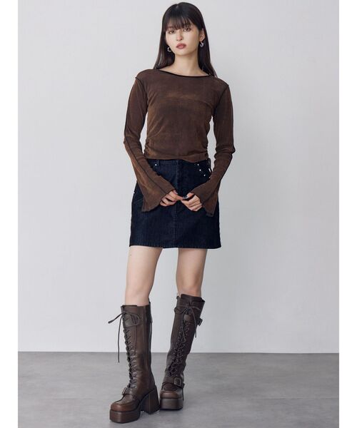 MURUA（ムルーア）の「フレアスリーブベロアトップス（Tシャツ/カットソー・レディース・ブラック/ブラウン/ブルー・FREE）」の18枚目の写真