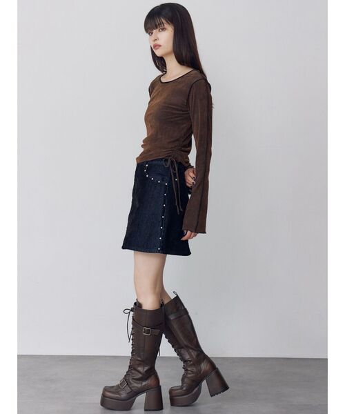 MURUA（ムルーア）の「フレアスリーブベロアトップス（Tシャツ/カットソー・レディース・ブラック/ブラウン/ブルー・FREE）」の19枚目の写真