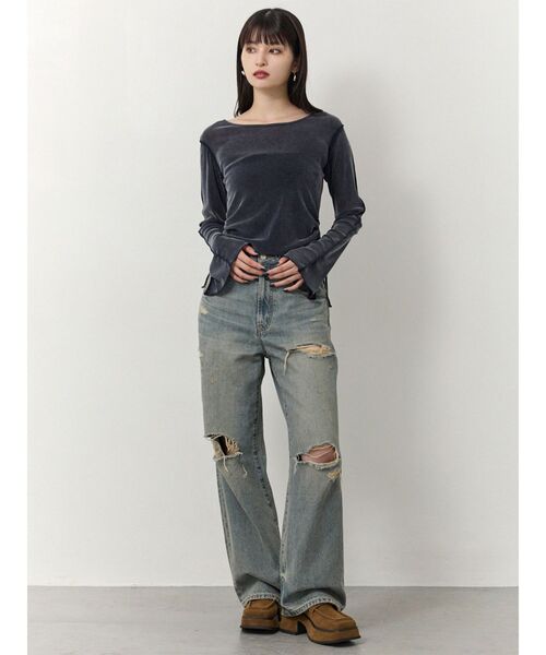 MURUA（ムルーア）の「フレアスリーブベロアトップス（Tシャツ/カットソー・レディース・ブラック/ブラウン/ブルー・FREE）」の22枚目の写真