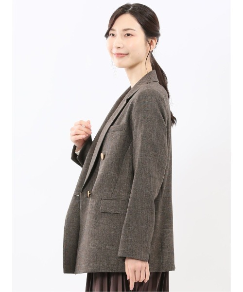m.f.editorial(エムエフエディトリアル)の「【ストレッチ イージーケア】m.f.エディトリアル レディース シャーク リラクシング ダブルジャケット こげ茶(セットアップ可能)(スーツジャケット・レディース・ダークウッド・X-LARGE/S/LARGE/MEDIUM)」の5枚目の写真