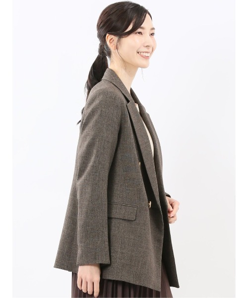 m.f.editorial(エムエフエディトリアル)の「【ストレッチ イージーケア】m.f.エディトリアル レディース シャーク リラクシング ダブルジャケット こげ茶(セットアップ可能)(スーツジャケット・レディース・ダークウッド・X-LARGE/S/LARGE/MEDIUM)」の7枚目の写真