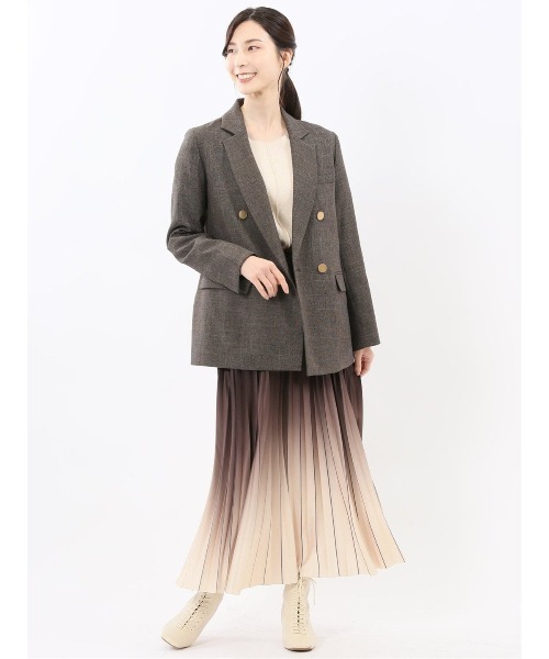 m.f.editorial(エムエフエディトリアル)の「【ストレッチ イージーケア】m.f.エディトリアル レディース シャーク リラクシング ダブルジャケット こげ茶(セットアップ可能)(スーツジャケット・レディース・ダークウッド・X-LARGE/S/LARGE/MEDIUM)」の8枚目の写真