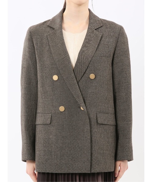 m.f.editorial(エムエフエディトリアル)の「【ストレッチ イージーケア】m.f.エディトリアル レディース シャーク リラクシング ダブルジャケット こげ茶(セットアップ可能)(スーツジャケット・レディース・ダークウッド・X-LARGE/S/LARGE/MEDIUM)」の9枚目の写真