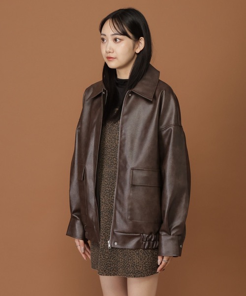 vintage レザージャケット　ブラウン　ダブルポケット　フルジップ 3.3 Field Trip／ダブルポケットレザージャケット（ライダース