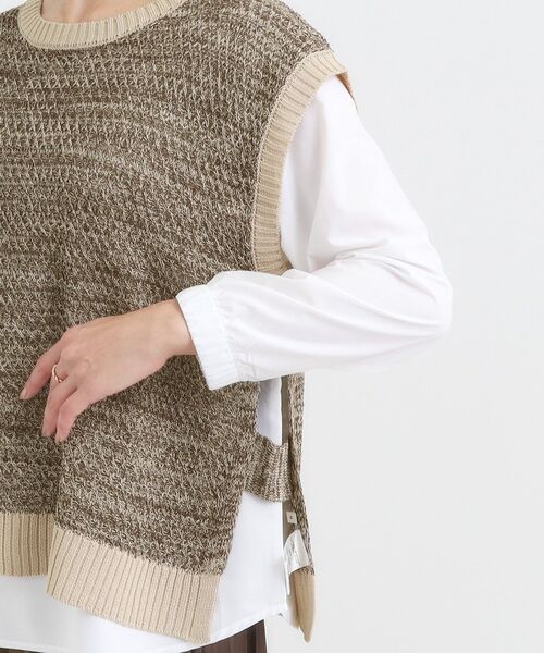 SHOO・LA・RUE（シューラルー）の「【2点セット/S-LL】着回しいろいろ 編み柄ベスト×ブラウス（ニット/セーター・レディース・ブラック/ダークブラウン・01/02/03/04）」の16枚目の写真