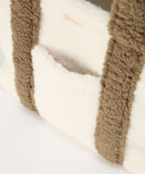 BARNYARDSTORM（バンヤードストーム）の「BARNYARDSTORM / ジャガードテープスクエアボアトート【WEB限定カラー】（トートバッグ・レディース・モカ/ホワイト/ライトグレー・FREE）」の6枚目の写真