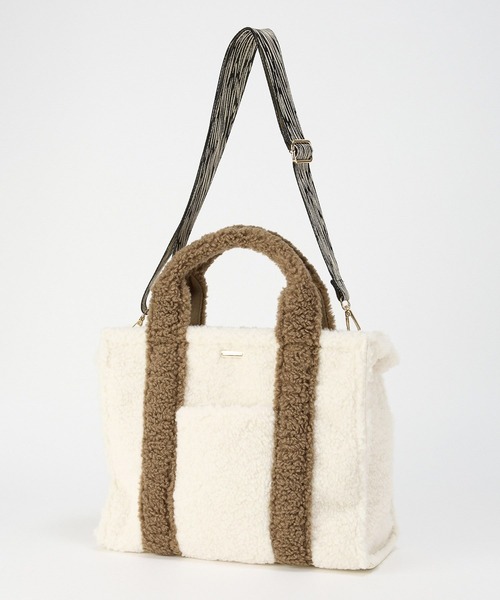 BARNYARDSTORM（バンヤードストーム）の「BARNYARDSTORM / ジャガードテープスクエアボアトート【WEB限定カラー】（トートバッグ・レディース・モカ/ホワイト/ライトグレー・FREE）」の16枚目の写真