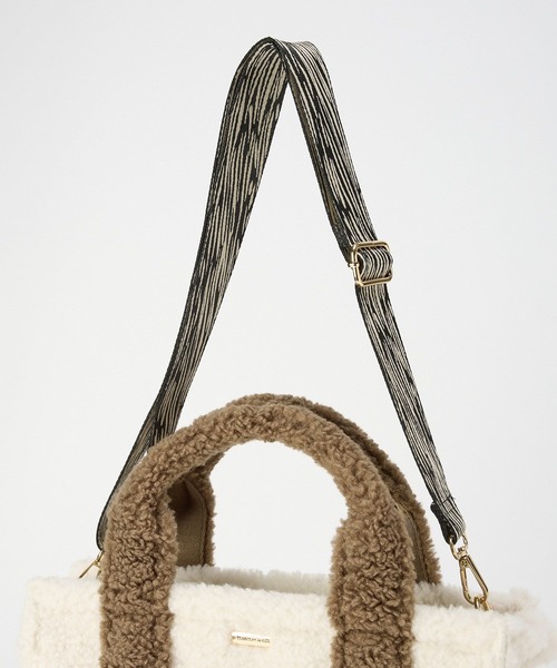 BARNYARDSTORM（バンヤードストーム）の「BARNYARDSTORM / ジャガードテープスクエアボアトート【WEB限定カラー】（トートバッグ・レディース・モカ/ホワイト/ライトグレー・FREE）」の7枚目の写真