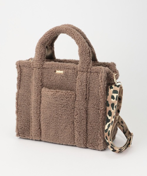 BARNYARDSTORM（バンヤードストーム）の「BARNYARDSTORM / ジャガードテープスクエアボアトート【WEB限定カラー】（トートバッグ・レディース・モカ/ホワイト/ライトグレー・FREE）」の5枚目の写真