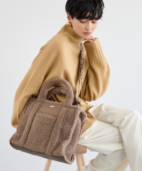 BARNYARDSTORM（バンヤードストーム）の「BARNYARDSTORM / ジャガードテープスクエアボアトート【WEB限定カラー】（トートバッグ・レディース・モカ/ホワイト/ライトグレー・FREE）」の22枚目の写真