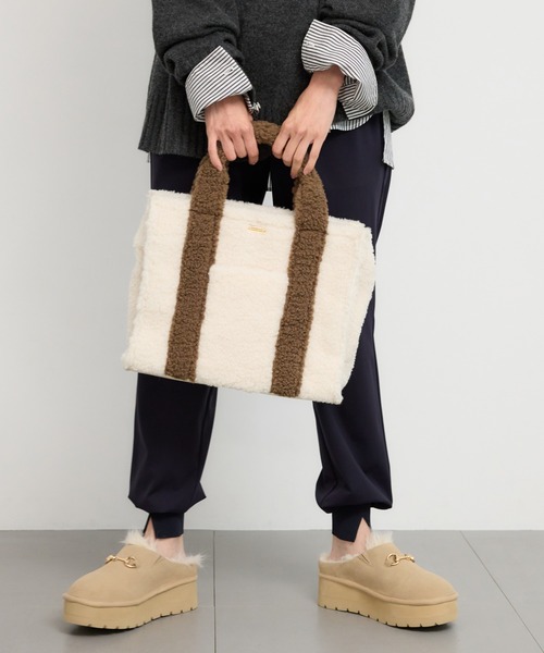 BARNYARDSTORM（バンヤードストーム）の「BARNYARDSTORM / ジャガードテープスクエアボアトート【WEB限定カラー】（トートバッグ・レディース・モカ/ホワイト/ライトグレー・FREE）」の20枚目の写真